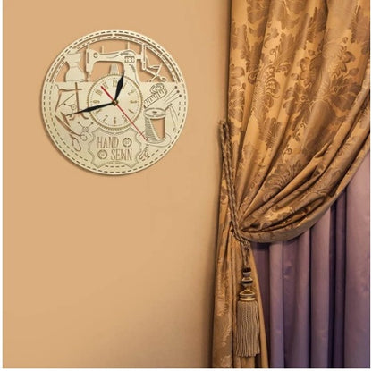 Wooden Wall Clock Custom Modern Sewing Machine Retro Tailor Shop Decoration Wall Clock Modern Wall Wall Clock