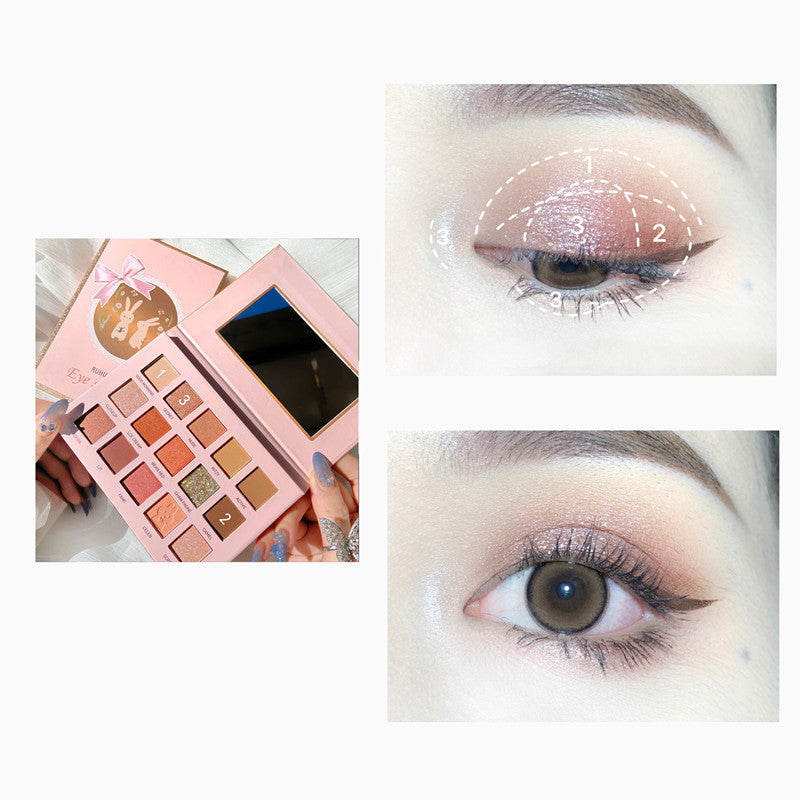 15 Colors Tiangong Jade Rabbit Eyeshadow Palette, Anti-sweat Pearly Matte Fair Price Earth Color