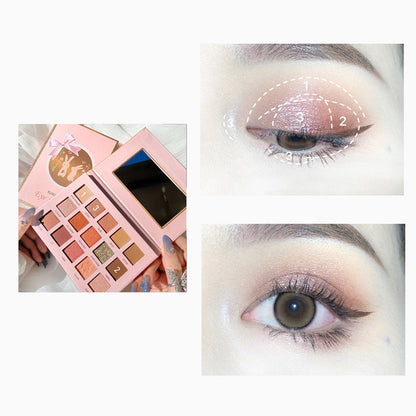 15 Colors Tiangong Jade Rabbit Eyeshadow Palette, Anti-sweat Pearly Matte Fair Price Earth Color