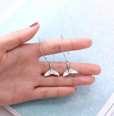 Korean Dolphin Tail Fishtail Earrings Female Temperament Personality Simple Retro Tide Earrings Earrings Earrings Earrings Jewelry