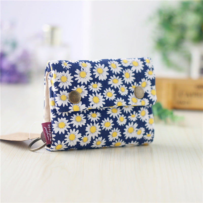 Creative Tri-fold Denim Canvas Wallet Simple Men And Women Can Use Card Holder