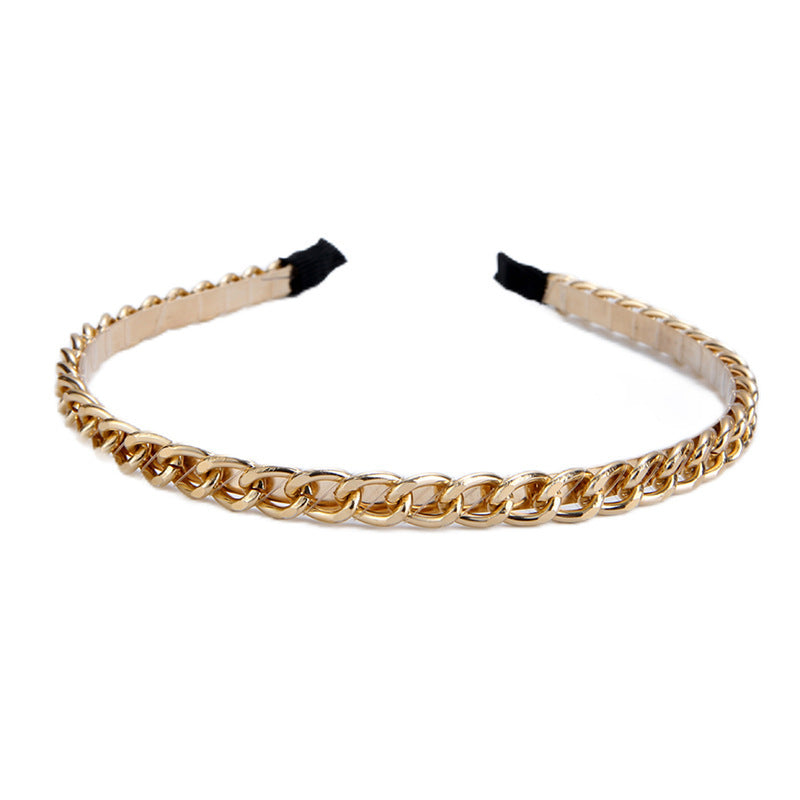 Thick Chain Hair-hoop Women's Metal Hair Band Handmade Winding Headdress Exquisite Hair Accessories Wholesale