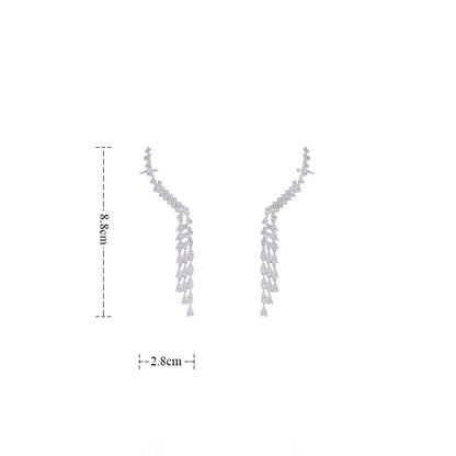 Avant-garde Zircon Ear Clip Symmetrical Earrings