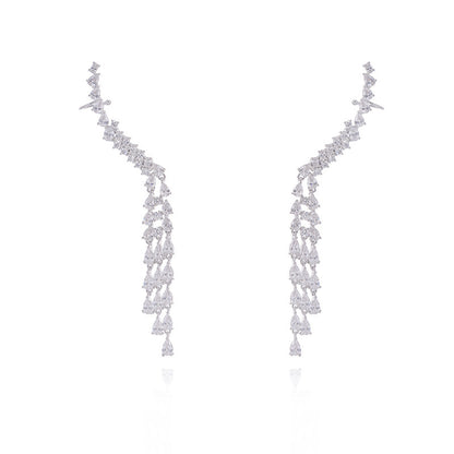 Avant-garde Zircon Ear Clip Symmetrical Earrings