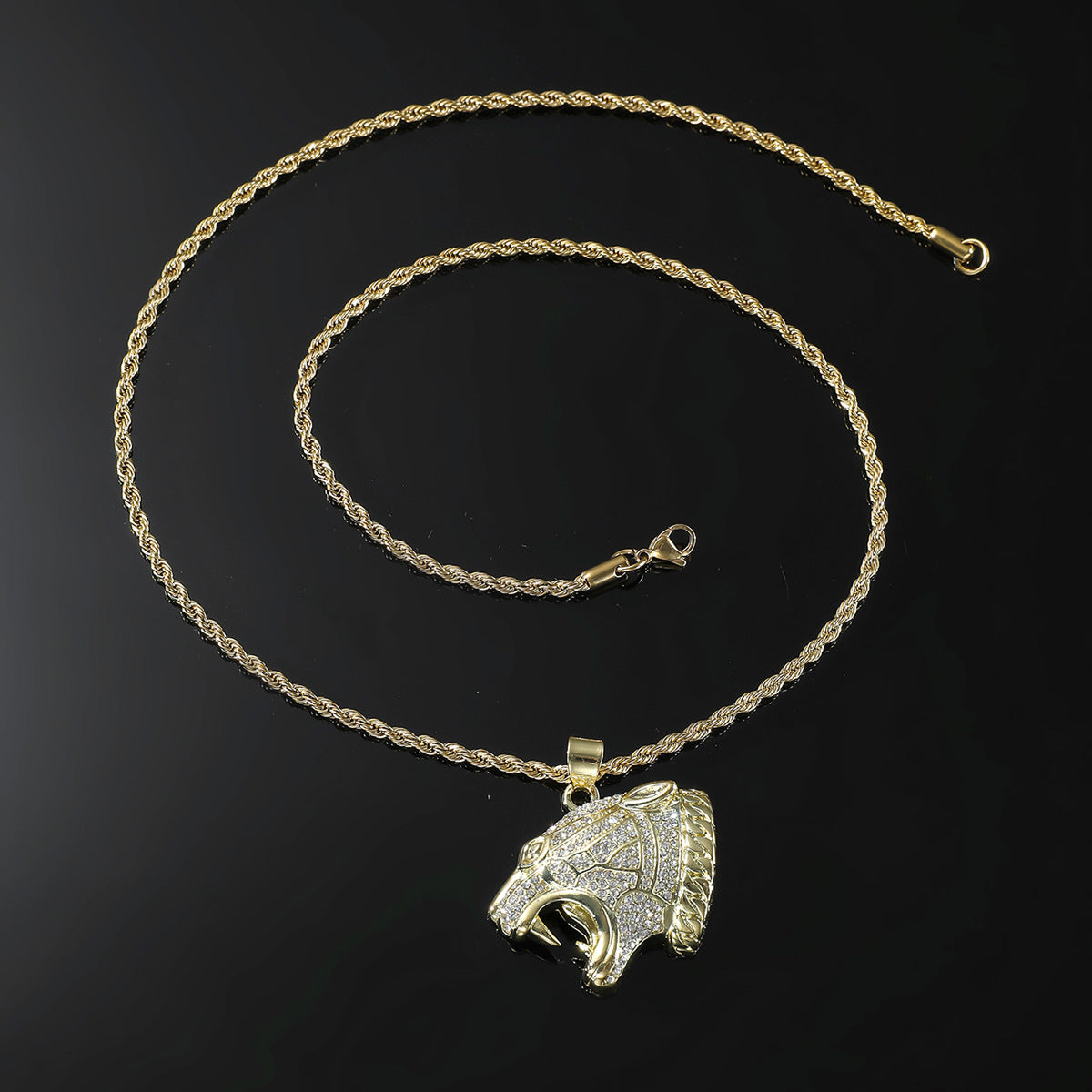 Leopard Head Pendant Necklace Men's Necklace