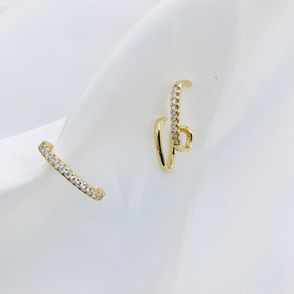 Layered crystal ear clip earrings