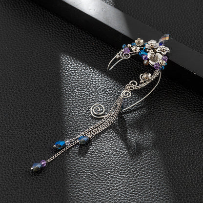 Metal Non-piercing Ear Clip Elf Handmade Ear Hanging Long Fringe Earrings