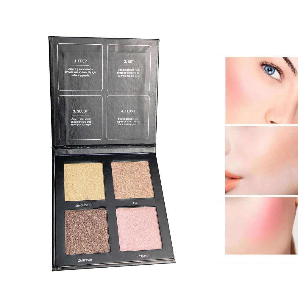 Fashion 4 Color Highlight Powder Repair Powder 3D Highlight Eye Shadow