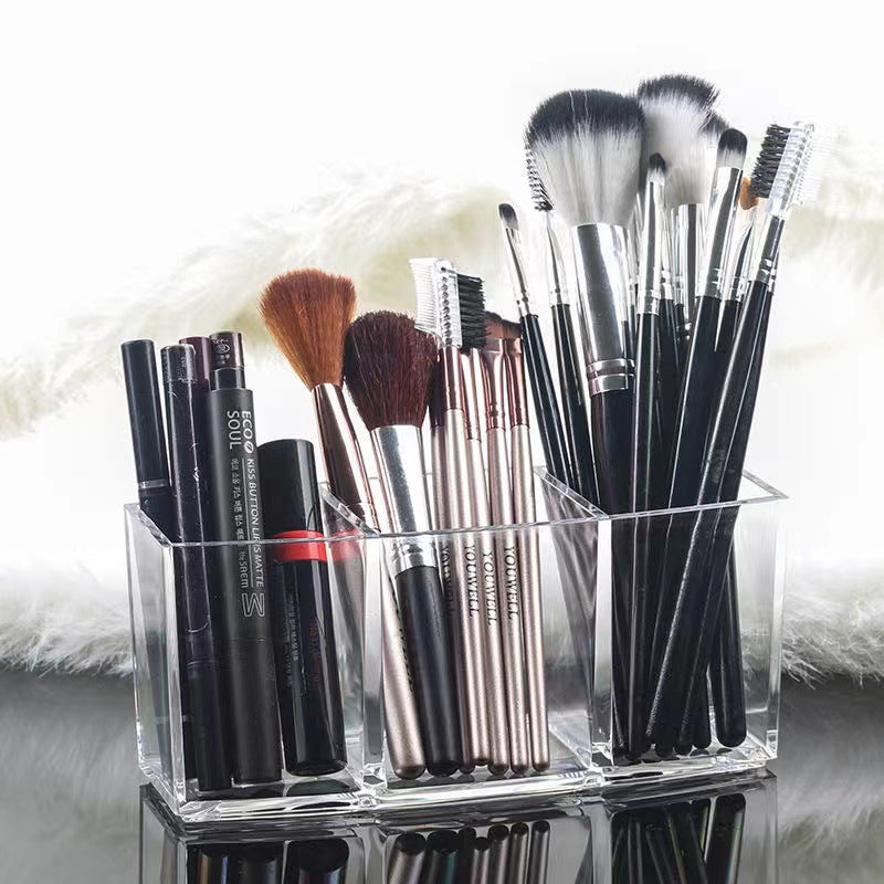 New Multi-grid Pen Holder Desktop Small Items Makeup Brush Holder Storage Box