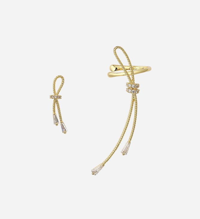 Asymmetric ear bone clip earrings