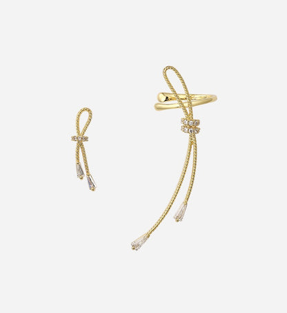 Asymmetric ear bone clip earrings