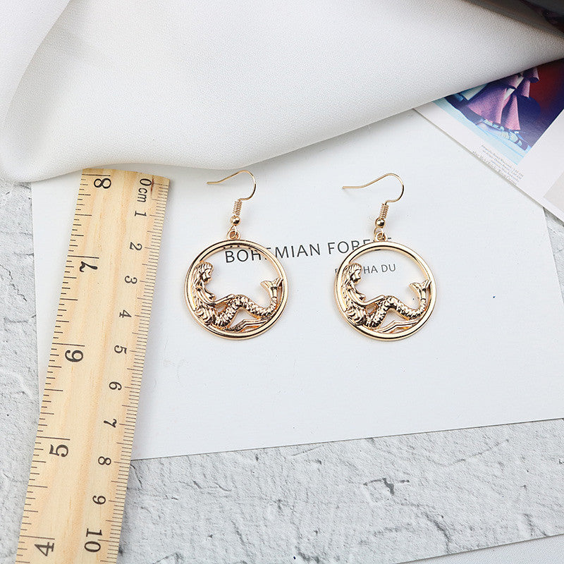 Mermaid cute Harajuku earrings Japanese and Korean personality female jewelry earrings earrings earrings
