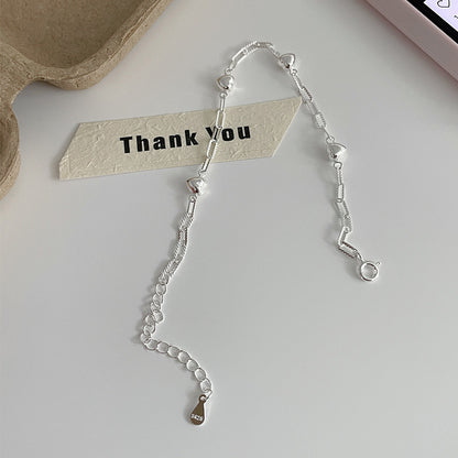 S925 Sterling Silver 3D Heart Bracelet For Women Geometric Jewelry