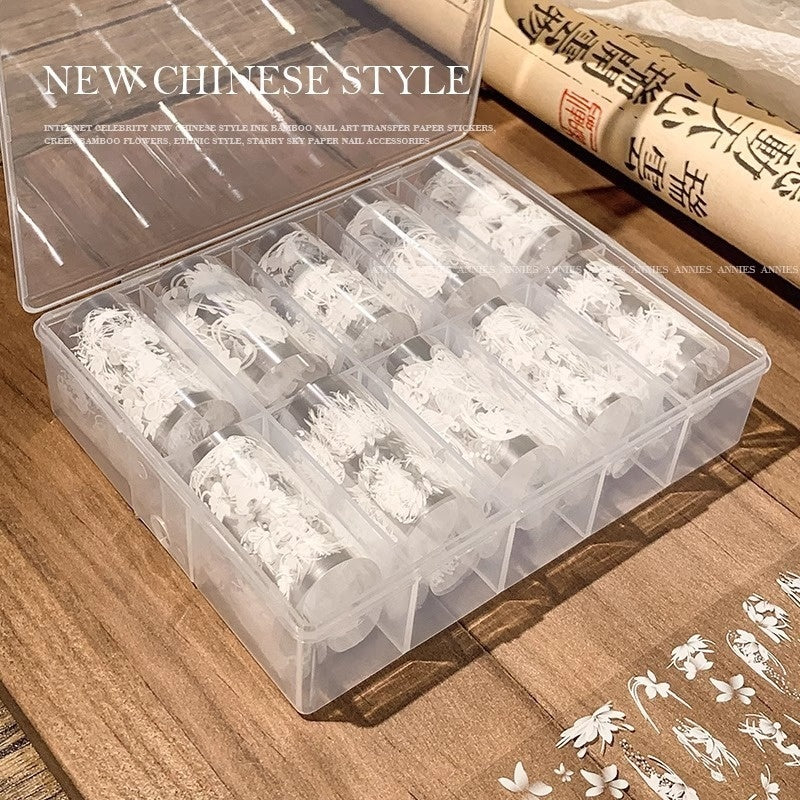 Nail Art White Snow Lawn Mower Semi Transparent Transfer Printing Sticker