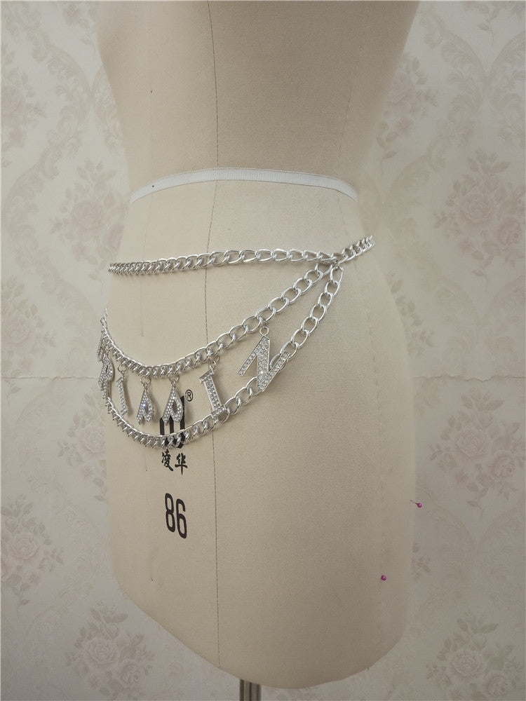 Waist with multi-layer letters waist chain