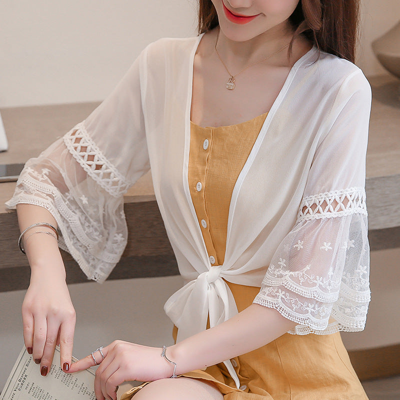 Lace Cappa Sun Protection Clothing Lace Shirt Chiffon Shirt