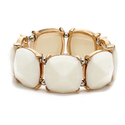 2 Colors Trendy Large Big Stretch Bead Geometric Stone Mosaic Bracelet Jewelry Accessories Bangles snap jewelry pulseras