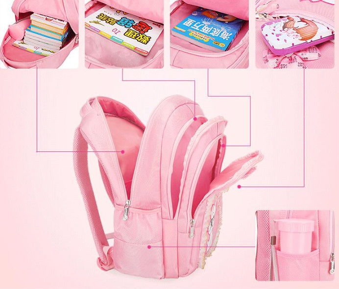 Primary school bag 6-12 year old girl backpack 1-3-4-5-6 first grade cute princess