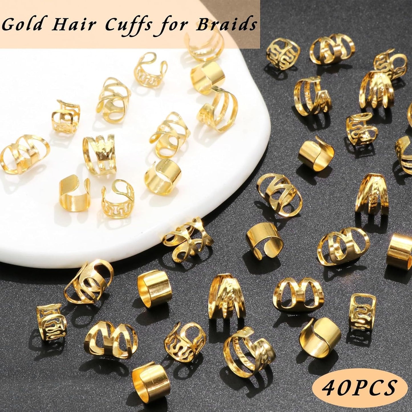 40 Pieces Ear Clip Dirty Braid Hair Ring