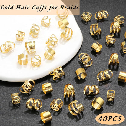 40 Pieces Ear Clip Dirty Braid Hair Ring