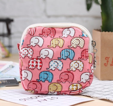 Canvas Coin Purse Cartoon Creative Cloth Storage Bag Sanitary Cotton Bag Aunt Bag Handheld Portable Women Wallet
