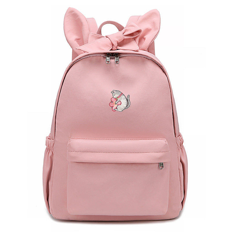 Japanese Shiba Lnu Backpack Girl Bow Cute Cute Cherry Blossom Embroidery Student School Bag
