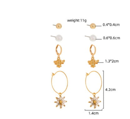 Pearl Earrings Butterfly Short Earrings
