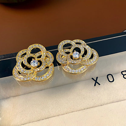 Camellia Rings Ear Studs Design Fashion Women