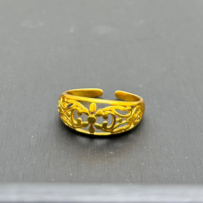 24k Gold Jewelry,Adjustable Flowers Ring Gold Sterling Jewelry For Women