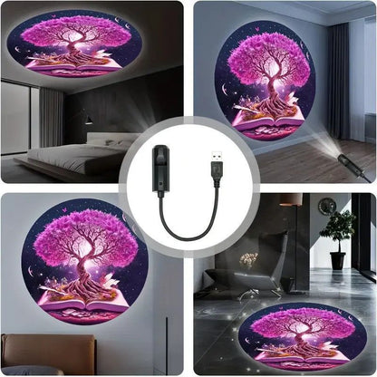 Projector Lamp Home Ambient Light Tree Of Life Background Wall