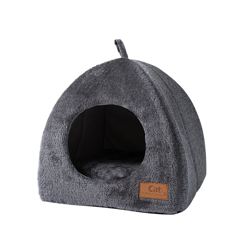 Triangle Cat Nest Closed Warm Thickened Pet Bed