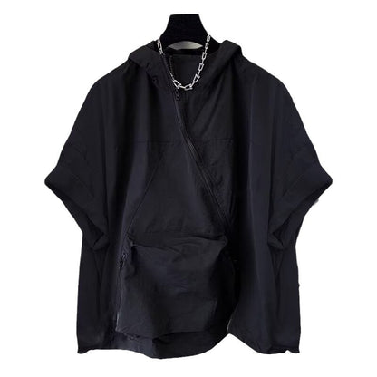 Men's Summer Zipper Design Hooded Short-sleeved T-shirt