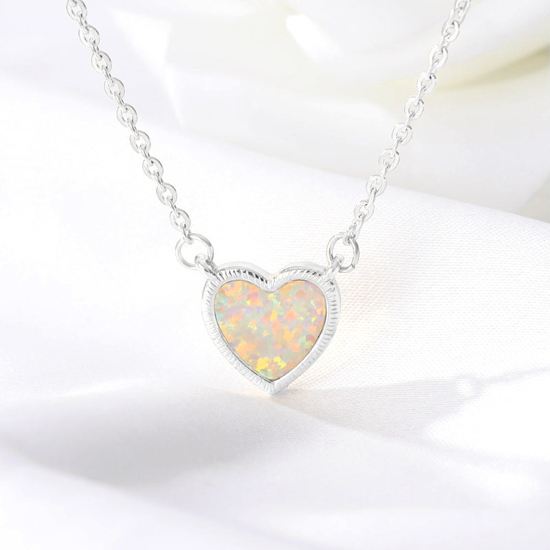 Romantic Heart Necklace Copper Zircon Pendant Necklace
