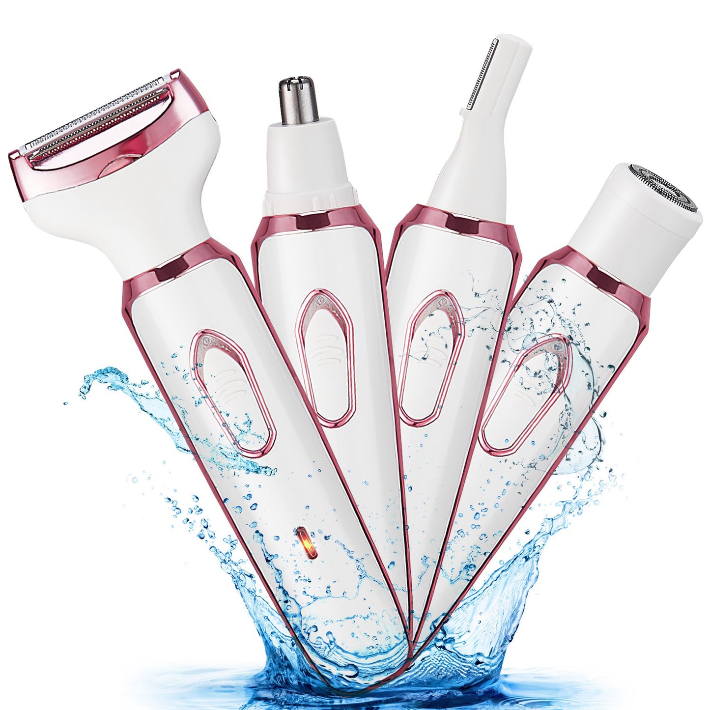 1Pc 4 In 1 Electric Razor For Women Summer Bikini Shaver Painless Grooming Kit Rechargeable Eyebrow Nose Hair Pubic Hair Bikini Trimmer Face Shaver