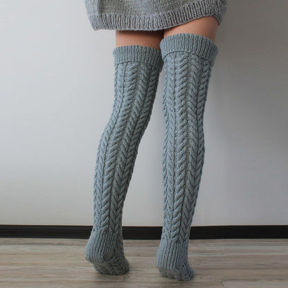 Autumn And Winter Twist Over The Knee Stockings Bunching Socks Women