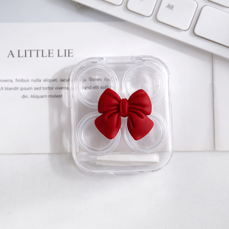 Cute Bow Transparent Contact Lens Case Cartoon Portable