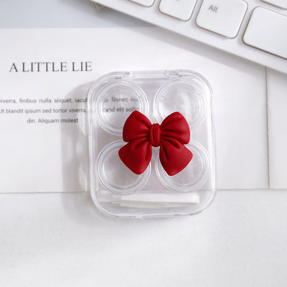 Cute Bow Transparent Contact Lens Case Cartoon Portable