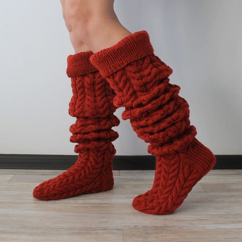 Autumn And Winter Twist Over The Knee Stockings Bunching Socks Women