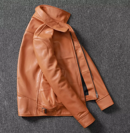 Leather Jacket For Men Made Of Tanned Cowhide Top Layer
