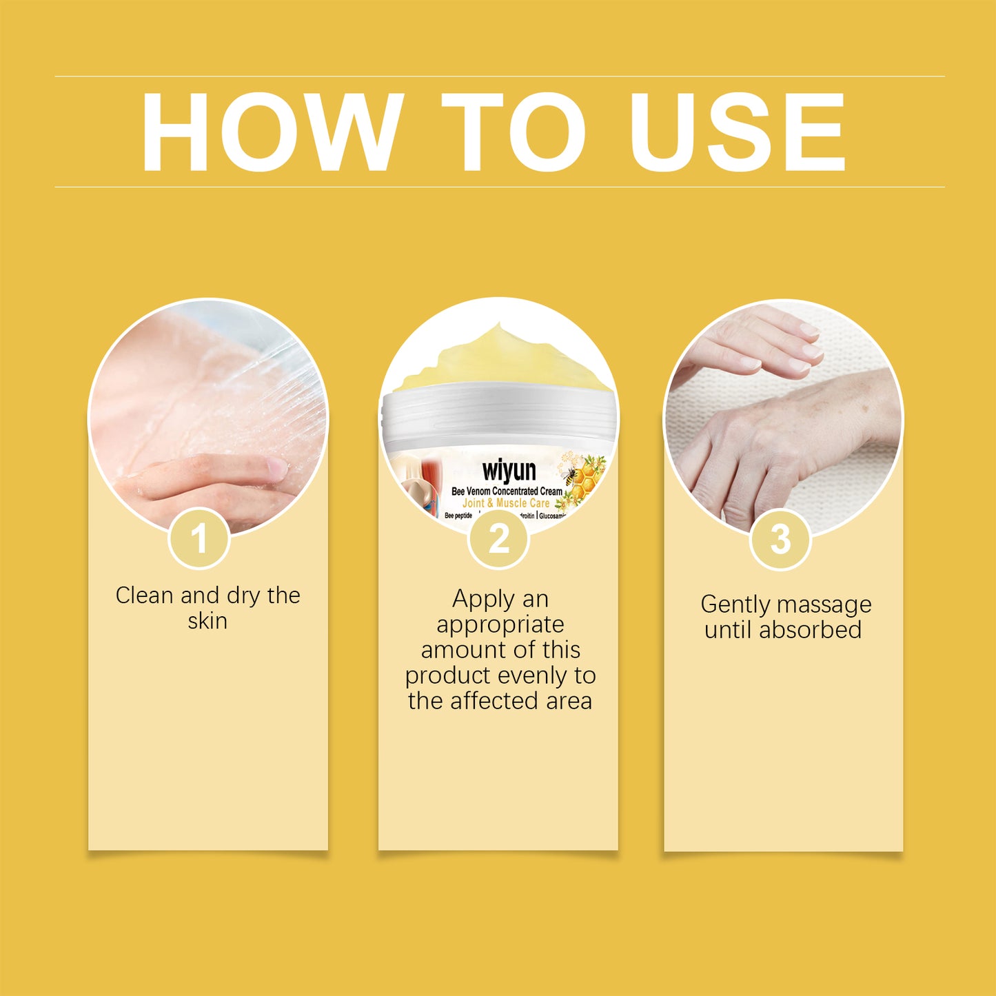 Wiyun Bee Venom Body Care Cream, Gently Moisturize And Apply Topical Repair Cream For Wrist And Knee Body Massage