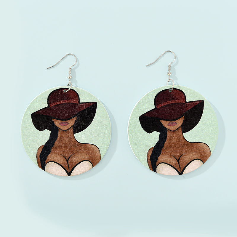 Printed Wooden Earrings Earrings