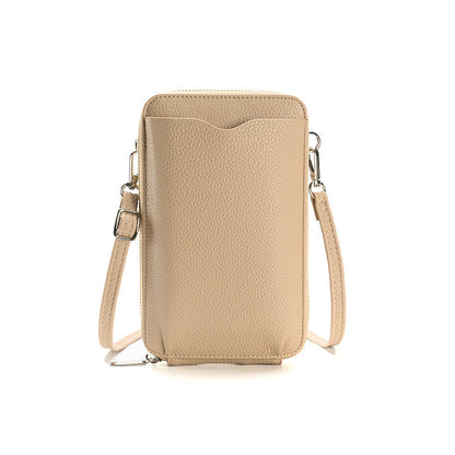 High-quality Lychee Pattern Mobile Phone Bags Women Small Crossbody Shoulder Bag Long Wallet