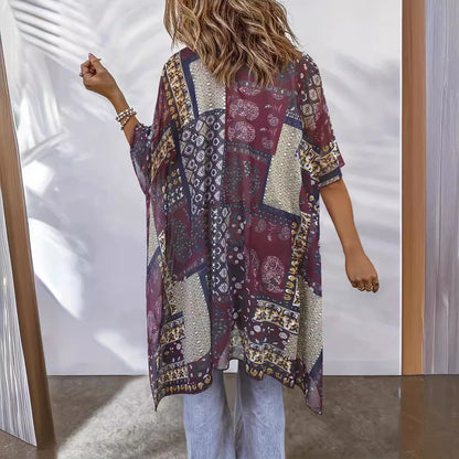 Women's Aztec-print Batwing Cardigan Cloak