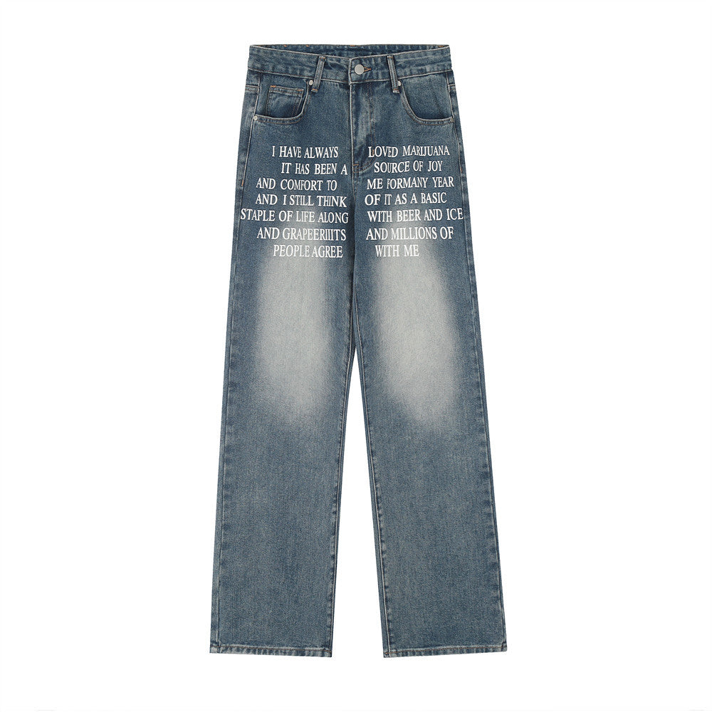 Denim Straight-leg Trousers Men And Women