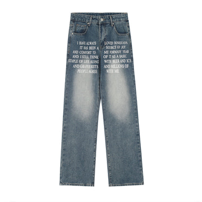 Denim Straight-leg Trousers Men And Women