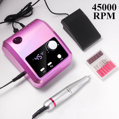 Electric Nail Drill Professional - 45000 RPM Nail File Kit Machine With LCD Display, Hand & Foot Control Low Noise For Acrylic, Gel Nails, Manicure & Pedicure - Salon & Home Use