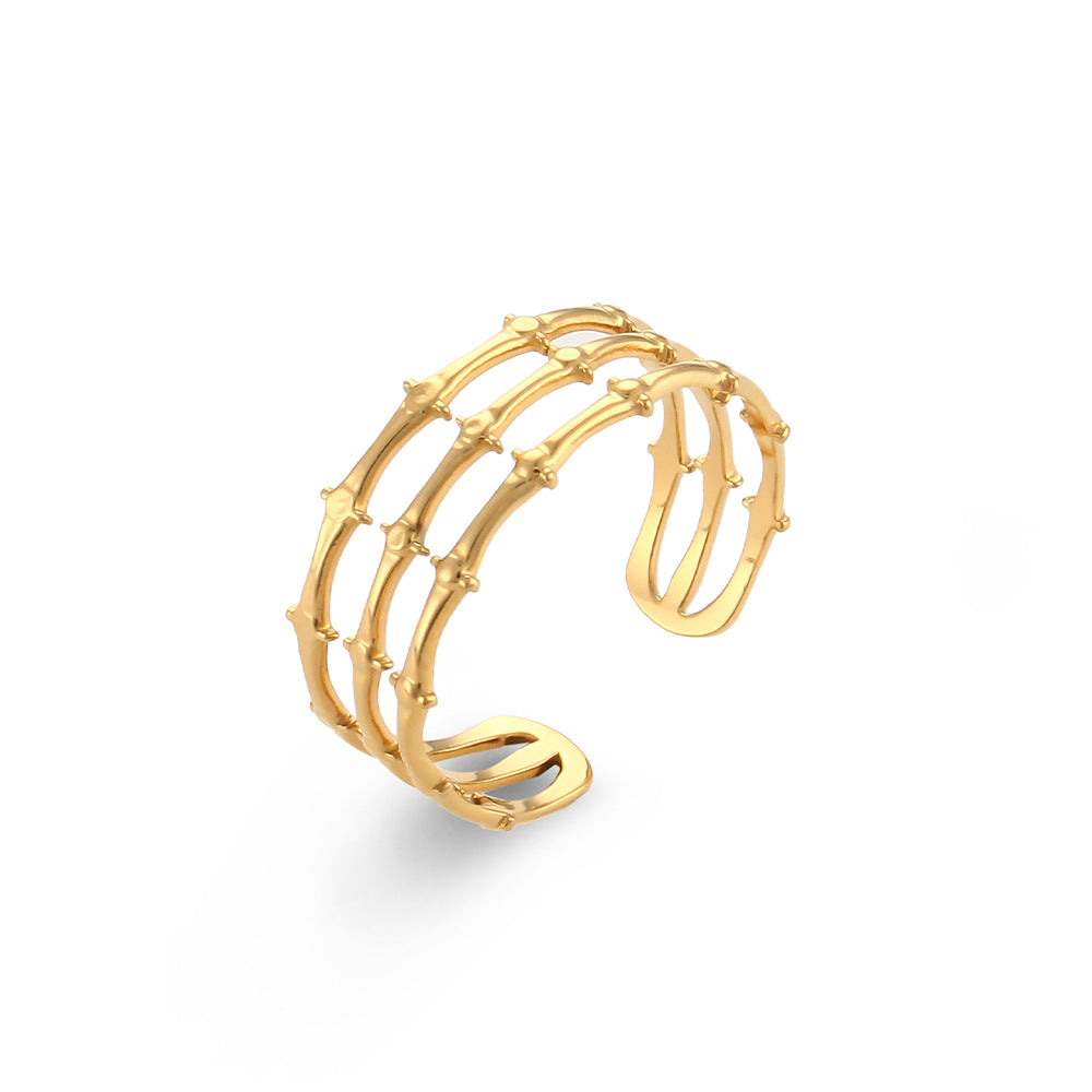 Stainless Steel Plated 18K Gold Finger Ring Jewelry For Women