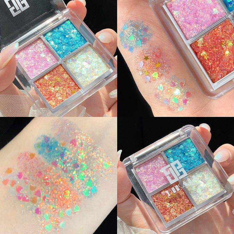 Women's Four-color Sequins Watch Show Makeup Super Flash Glue-free Eye Shadow