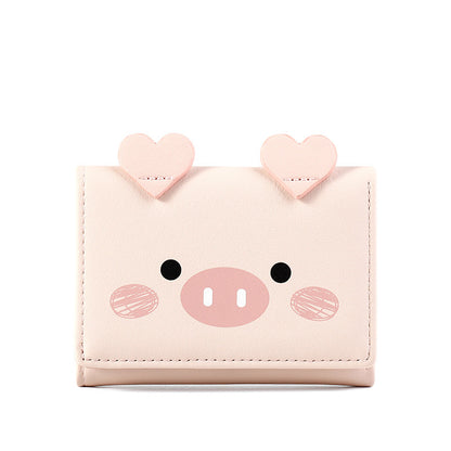 Short three-fold wallet women cartoon cute lady wallet