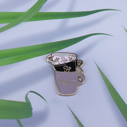 Tea lover brooch